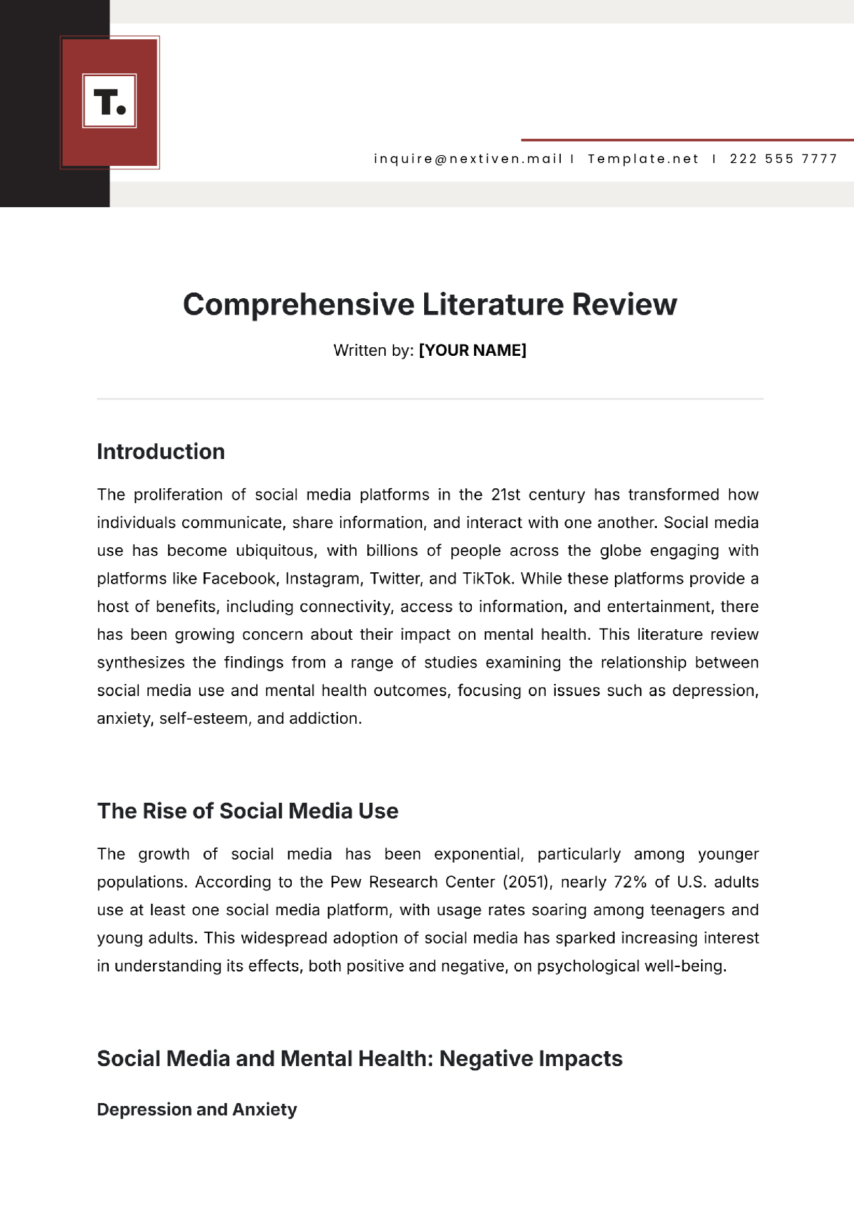 Comprehensive Literature Review Template - Edit Online & Download