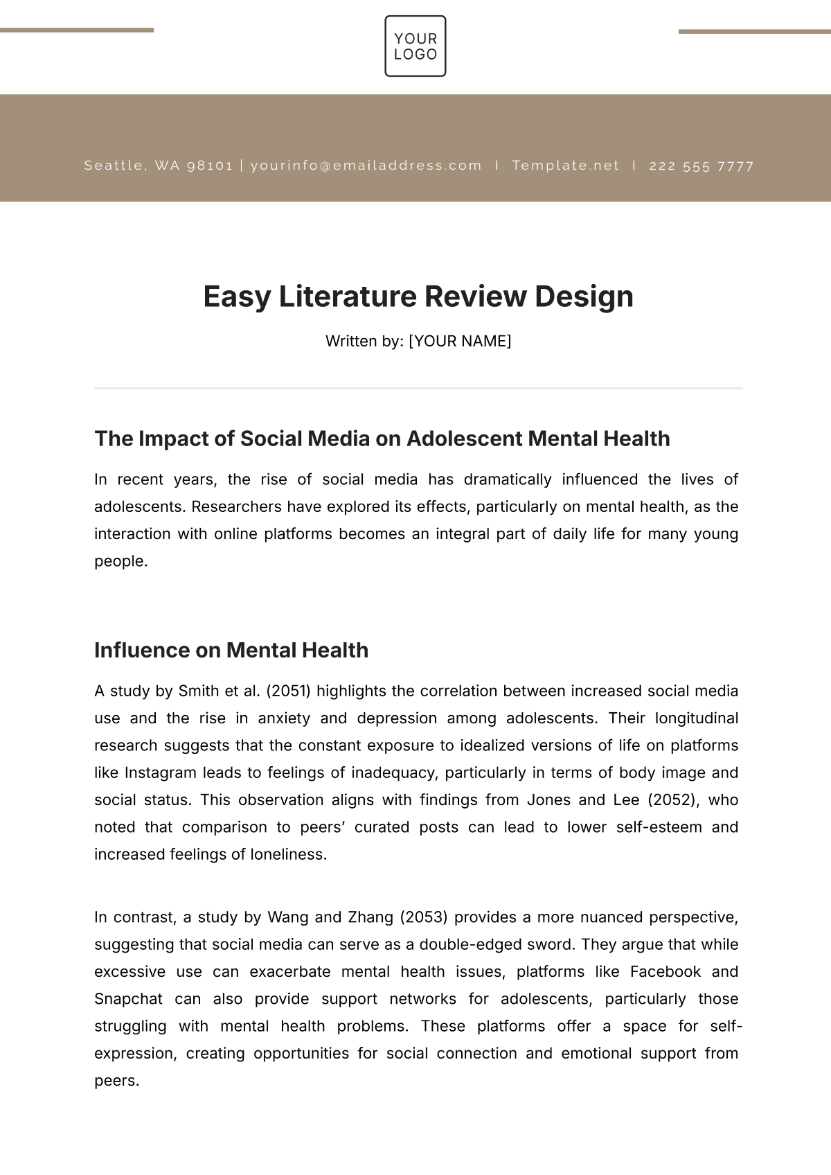 Easy Literature Review Design Template - Edit Online & Download