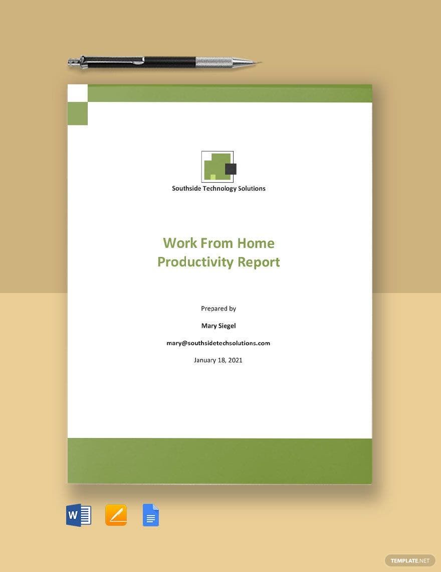 Work From Home Productivity Report Template