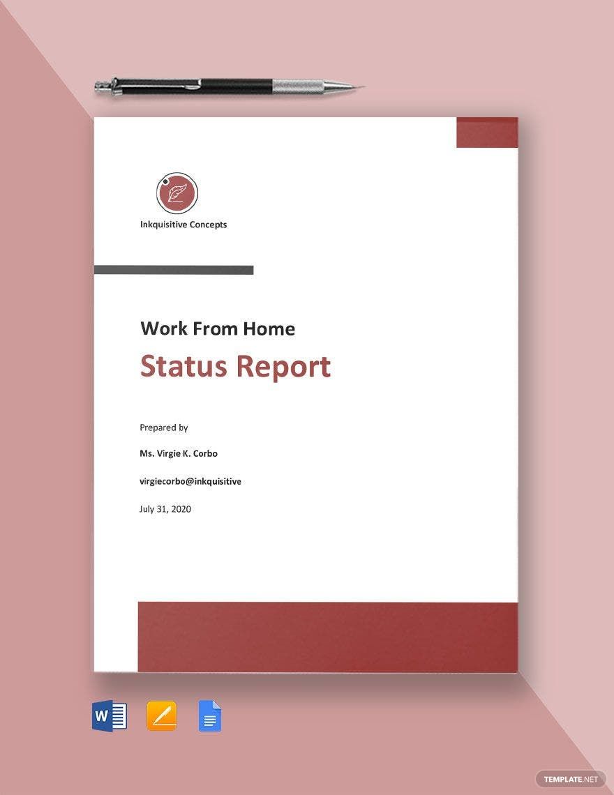 Work From Home Status Report Template