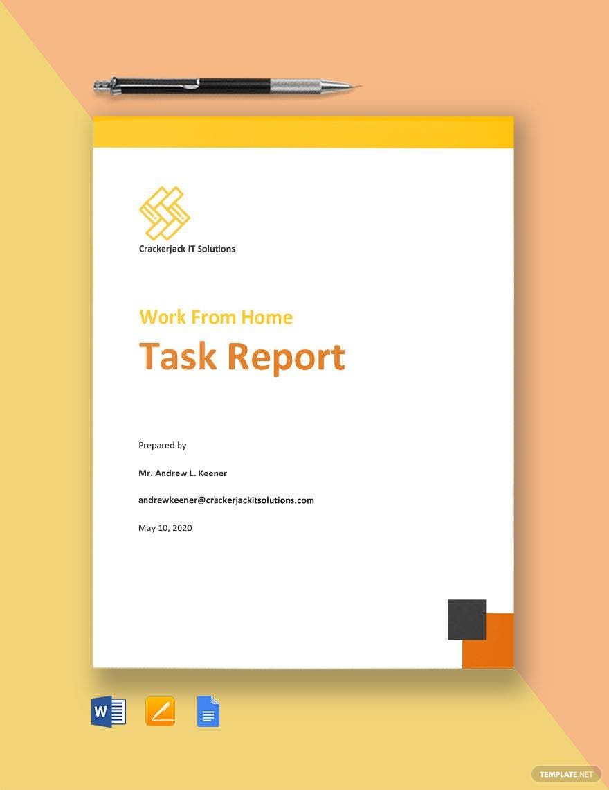 Work From Home Task Report Template