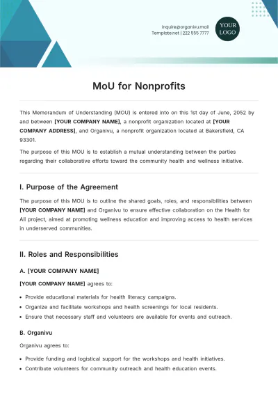 Free MoU Template for Nonprofits to Edit Online
