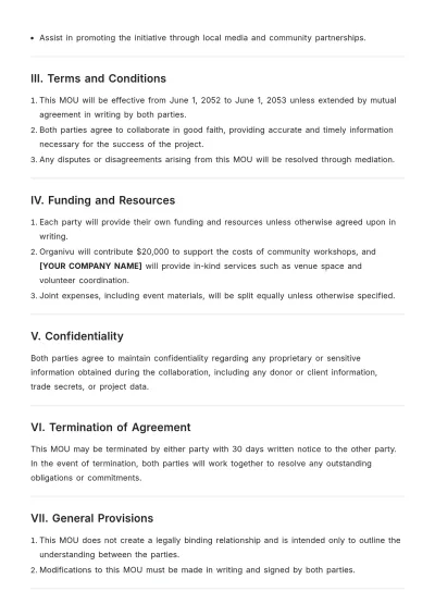 Free MoU Template for Nonprofits to Edit Online
