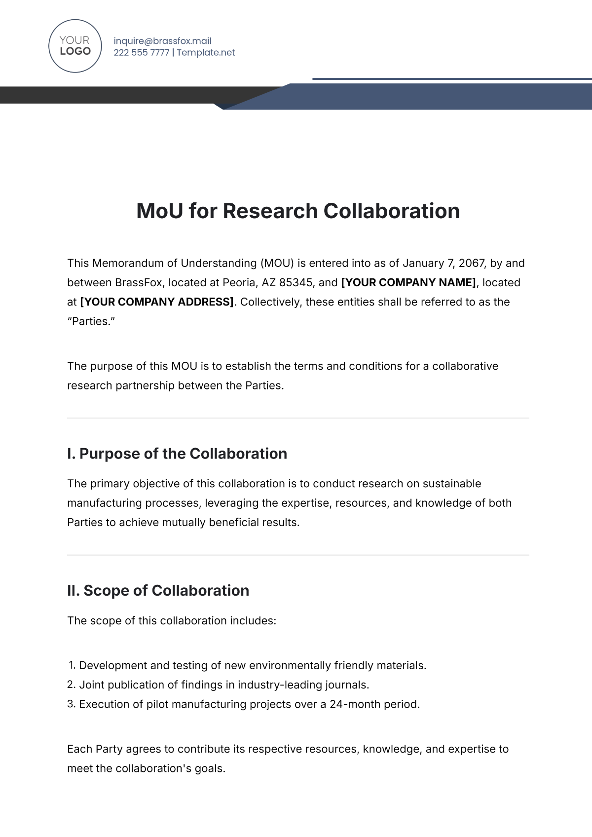 Free MoU Template for Research Collaboration