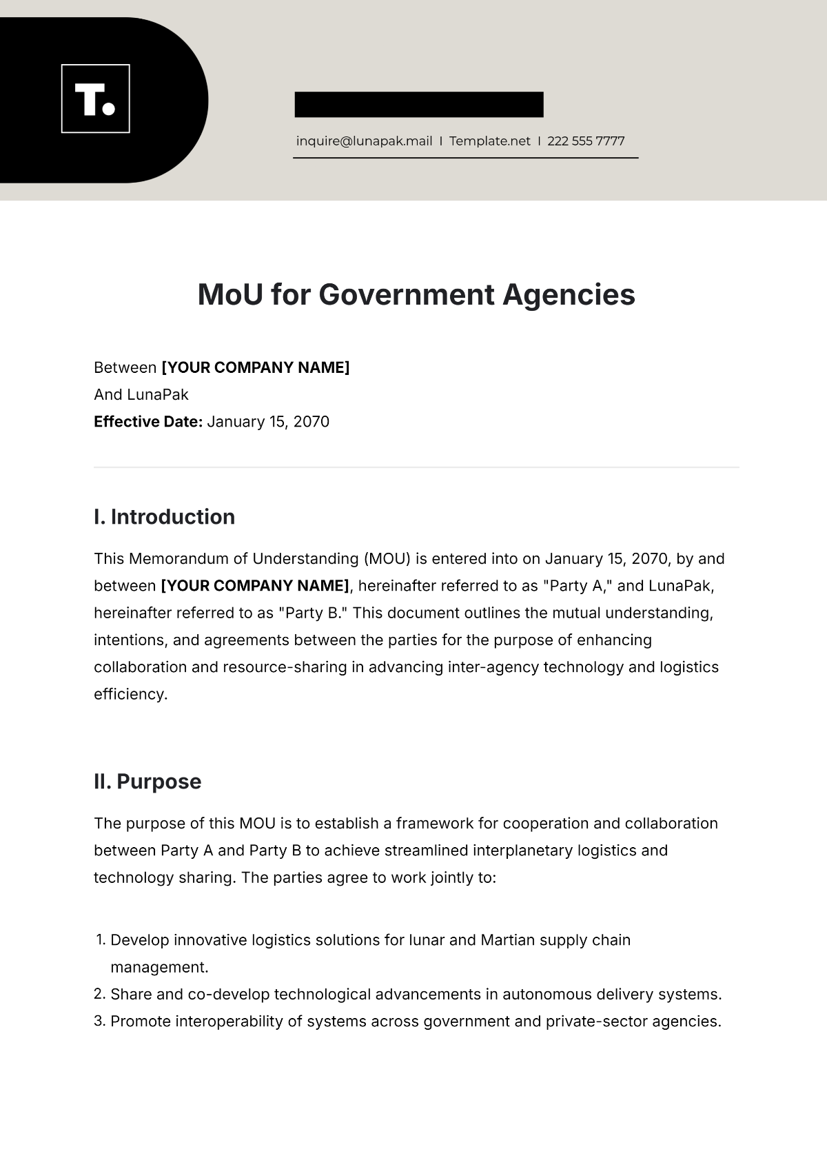 Free MoU Template for Government Agencies