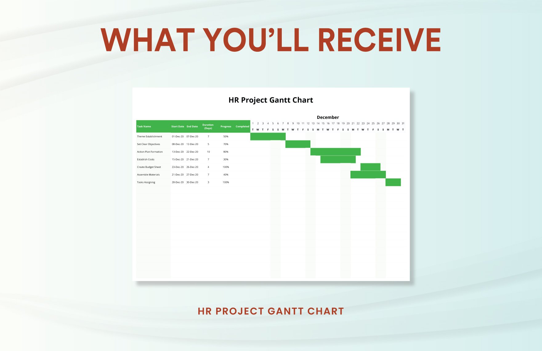 HR Project Gantt Chart Template