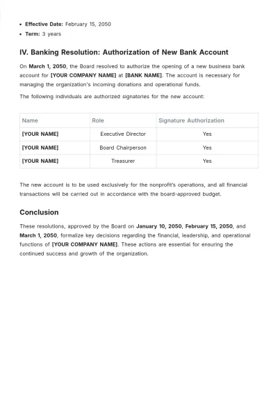 Free Nonprofit Board Resolution Template to Edit Online