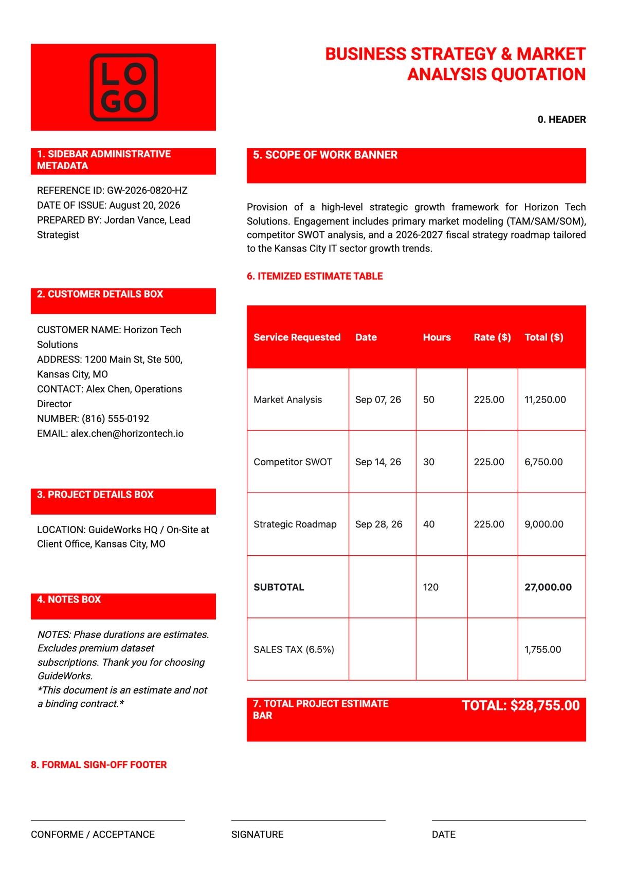 Consultant Quotation Template - Download