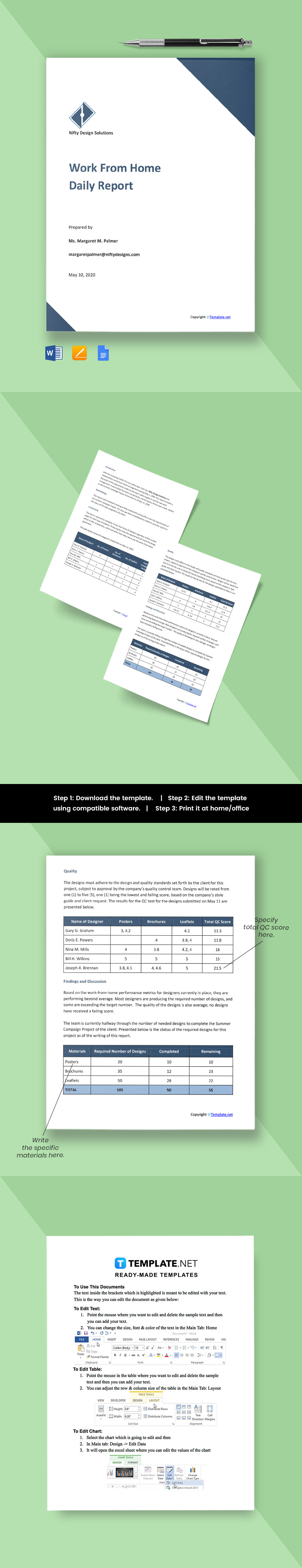 Work From Home Daily Report Template Google Docs Word Template