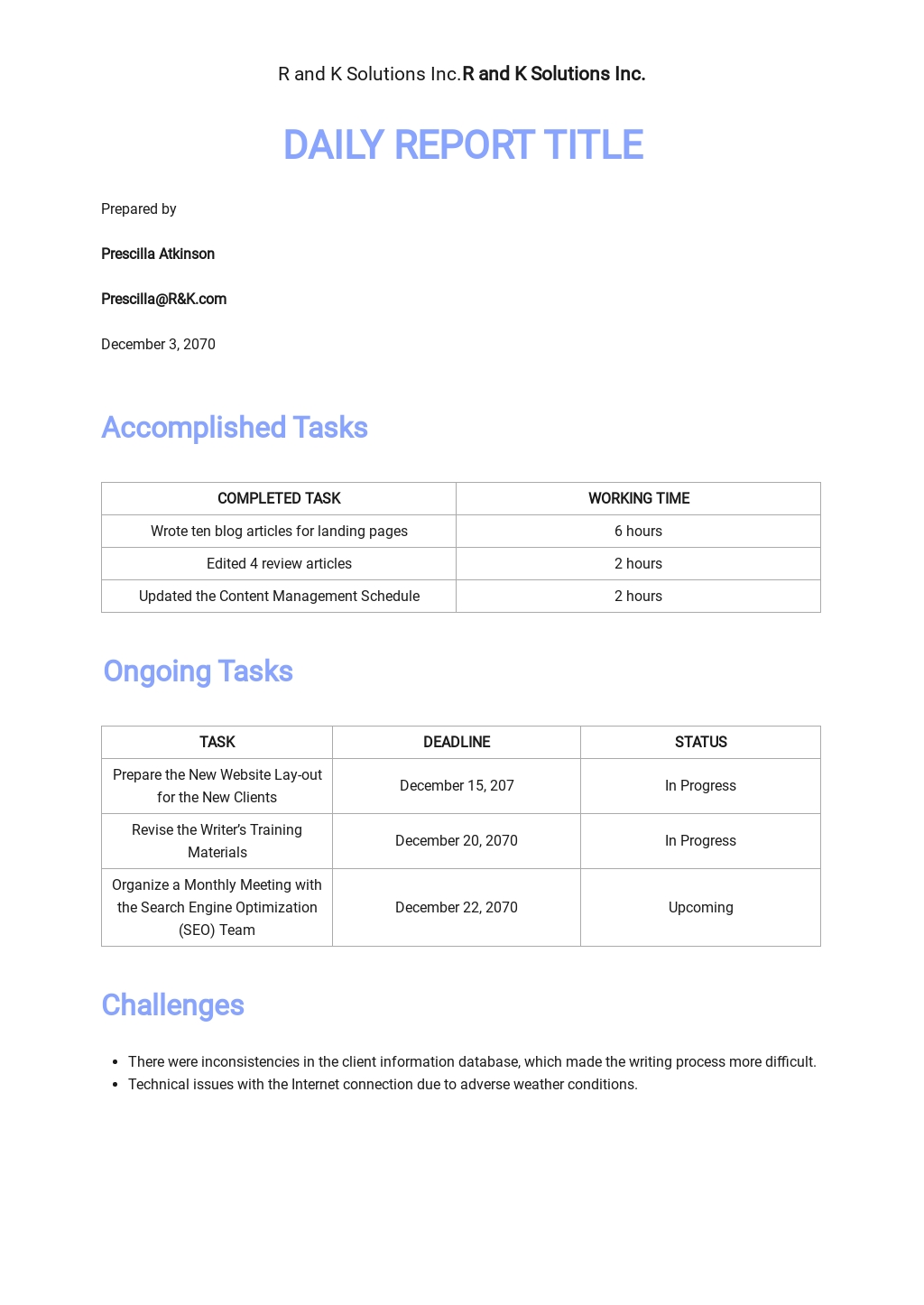 41+ FREE Daily Report Templates [Edit & Download] | Template.net