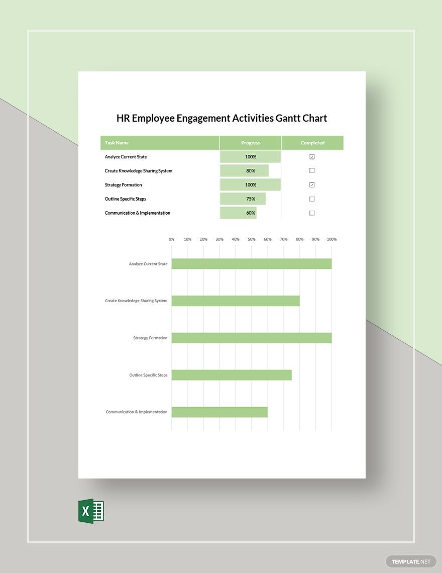 HR Employee Engagement Activities Gantt Chart Template