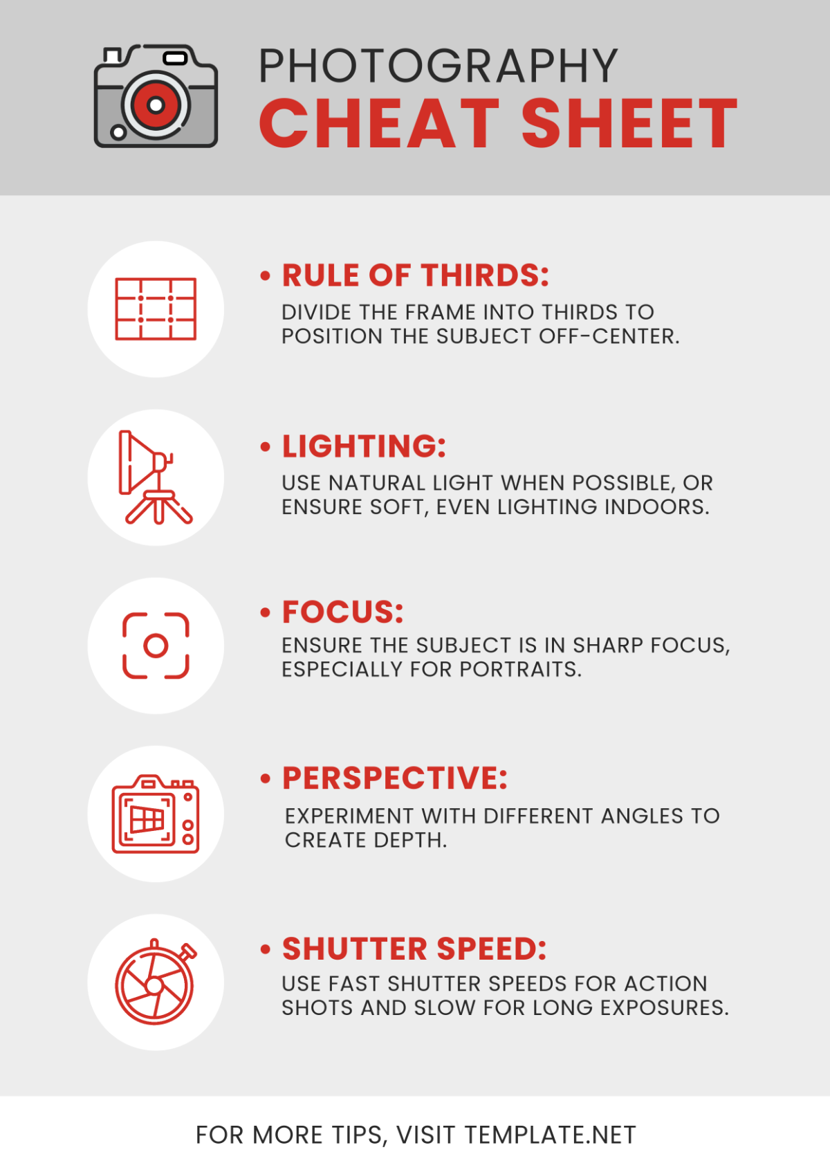 Free Photography Cheatsheet Template