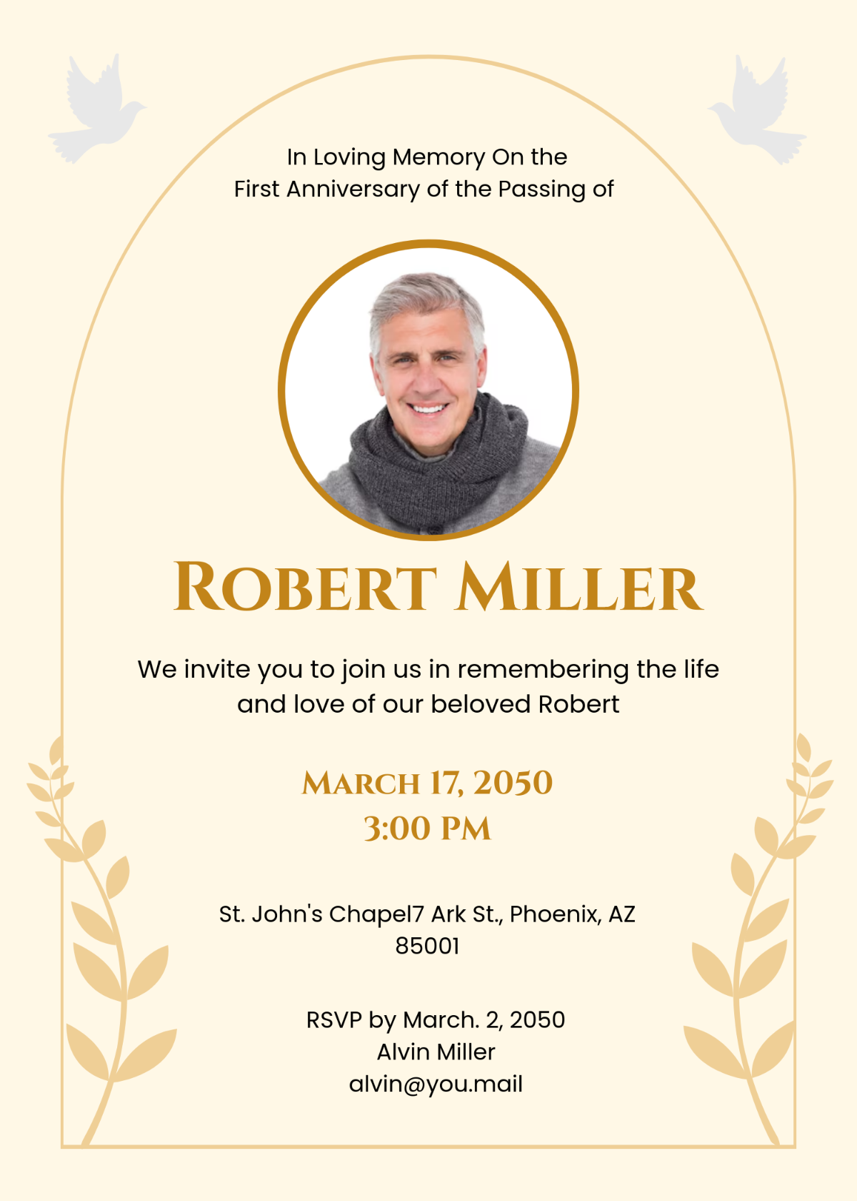 Free Funeral Anniversary Invitation Template