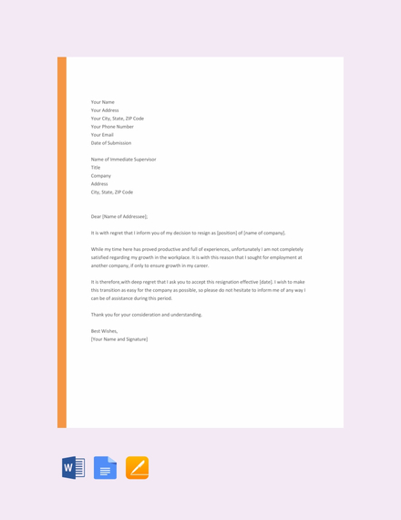 reason growth career resignation FREE PDF Career for Letter Resignation Template Growth