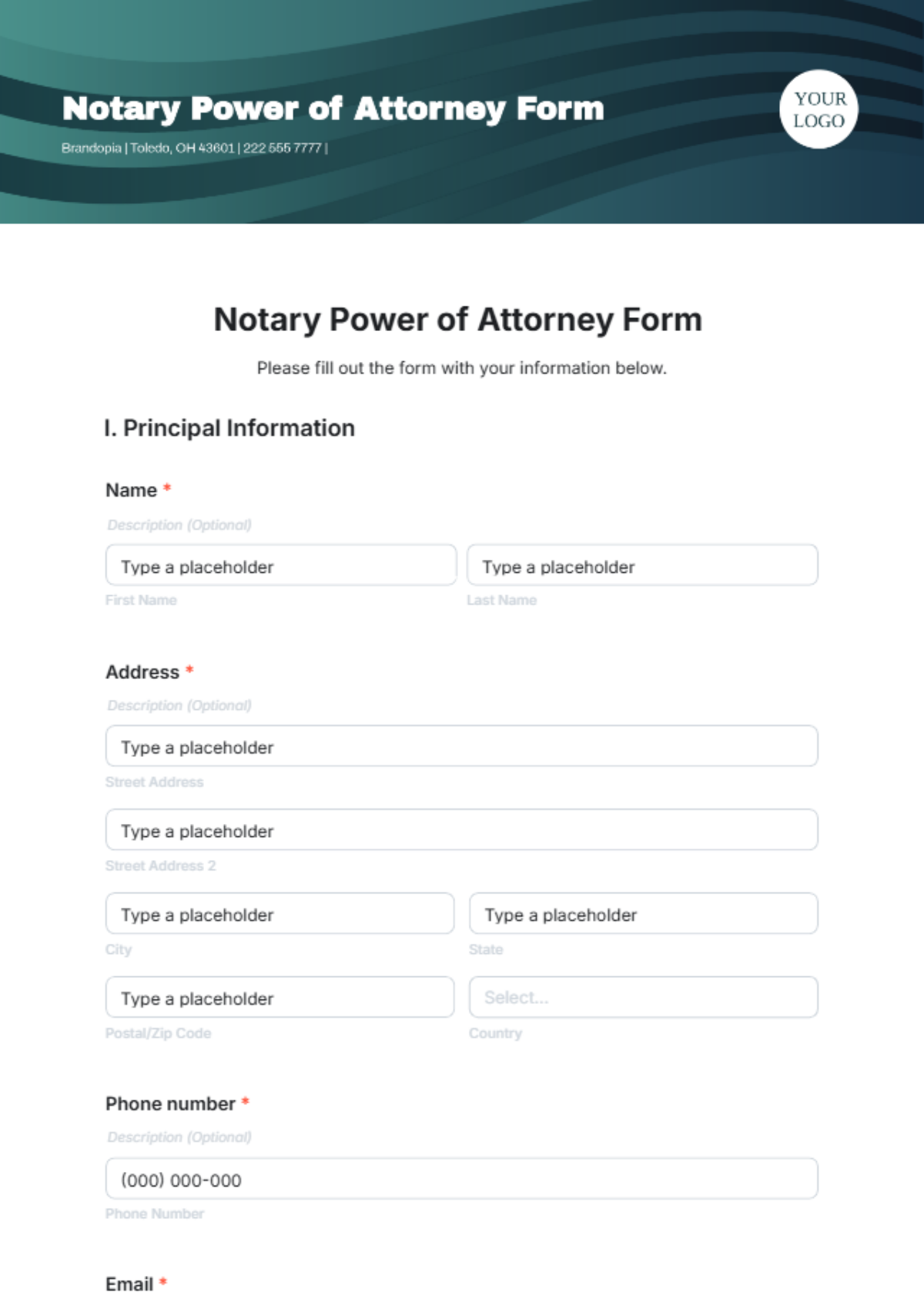 Free Notary Power of Attorney Form Template