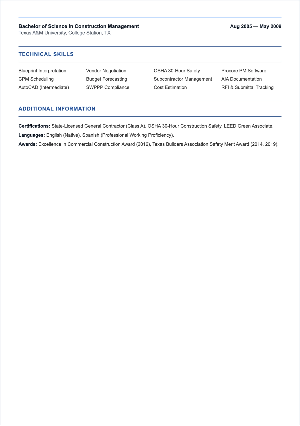 Free Contractor ATS Resume Template, AI Resume Builder