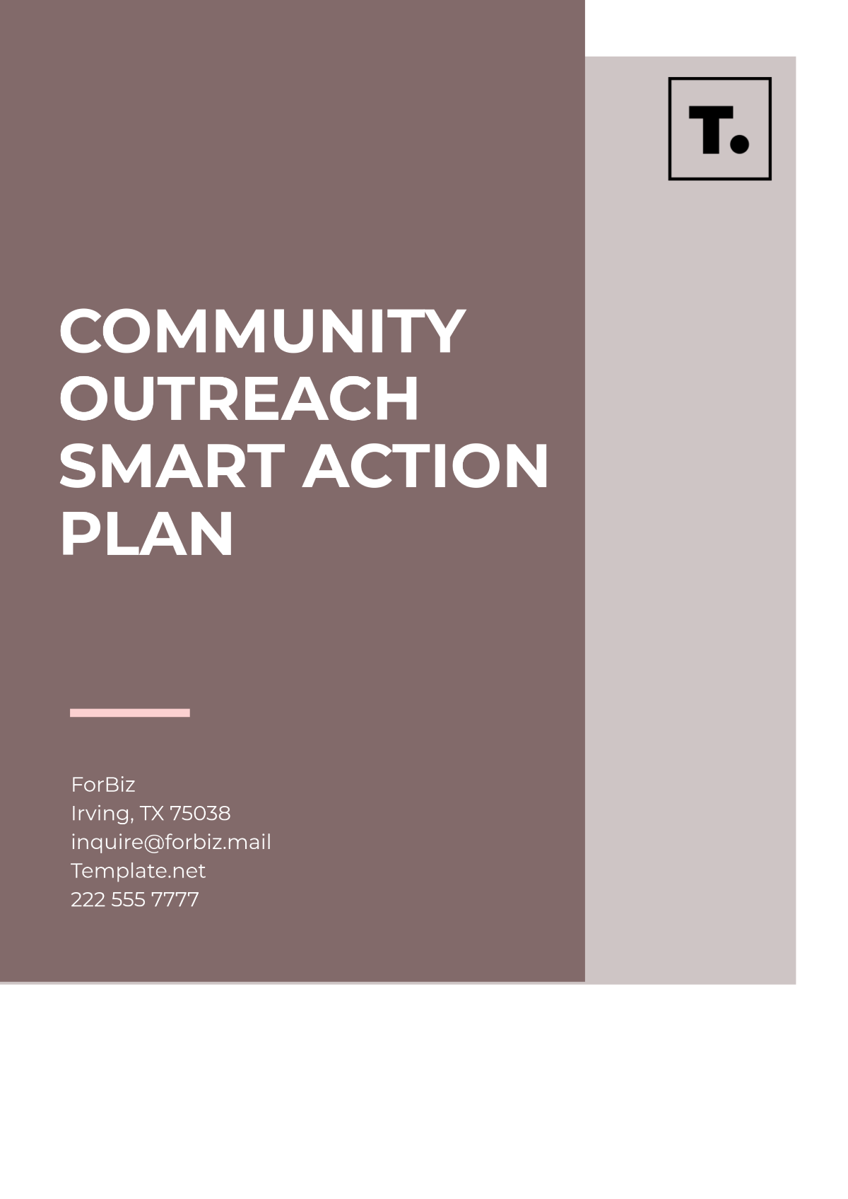 Free Community Outreach Smart Action Plan Template