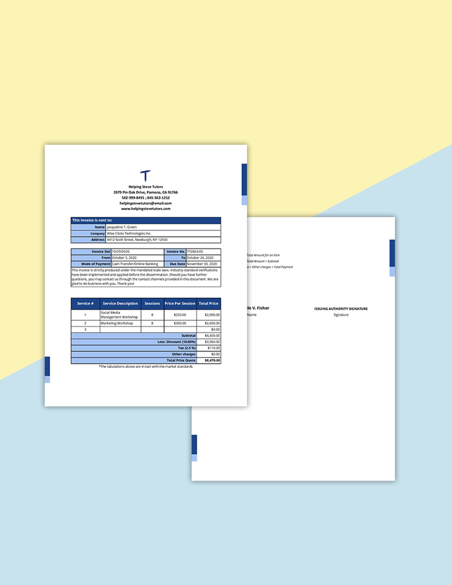 Freelance Work From Home Invoice Template Format