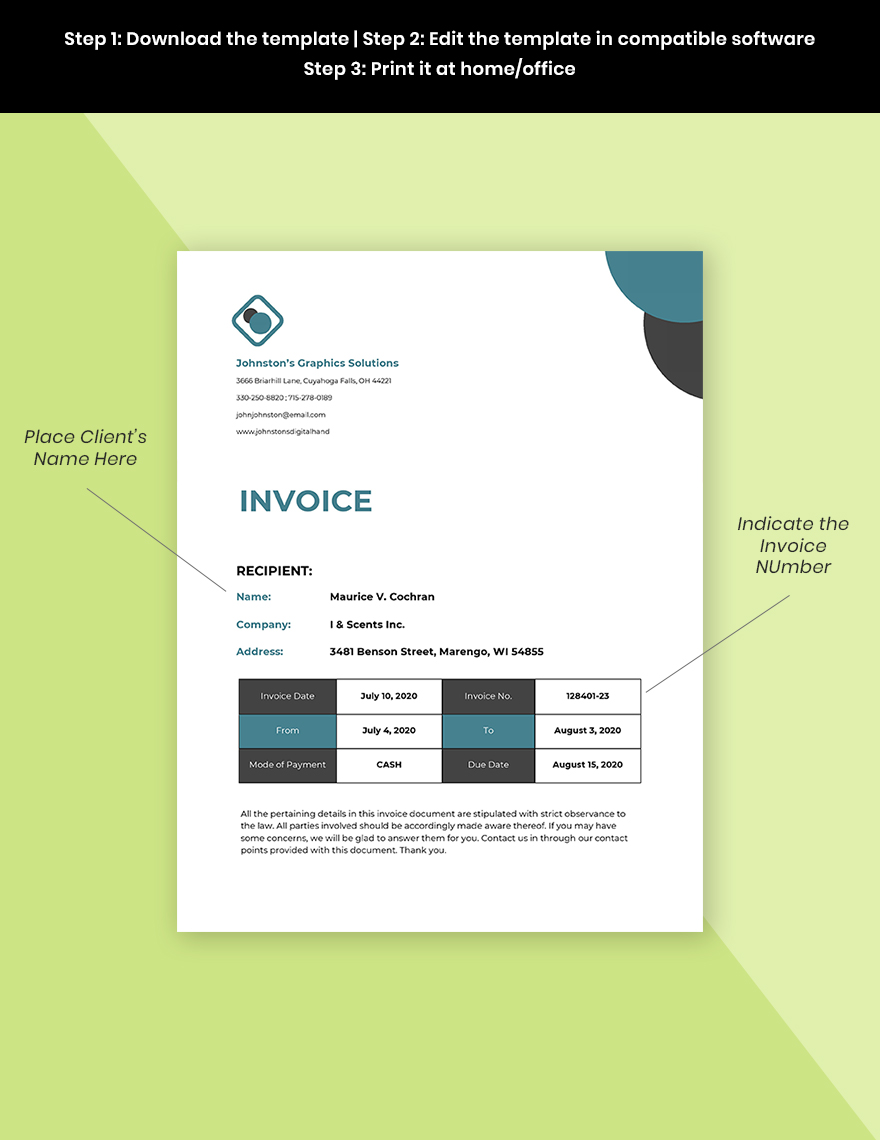 SelfEmployed Invoice Template Google Docs, Google Sheets, Excel