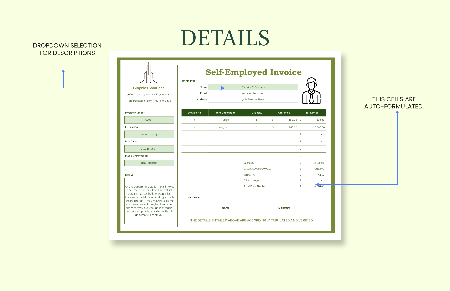 SelfEmployed Invoice Template Download in Word, Google Docs, Excel