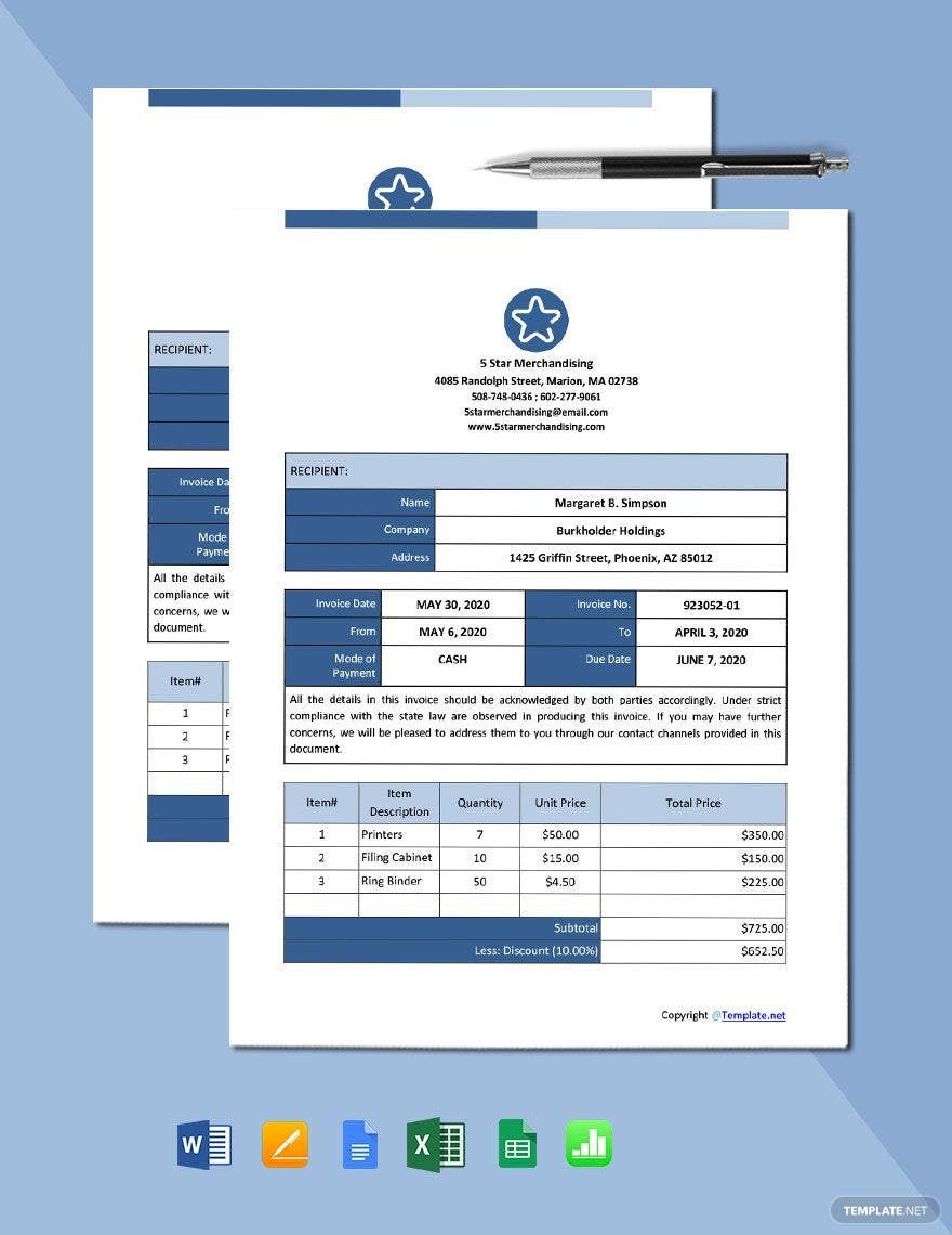 Free Simple Work From Home Invoice Template
