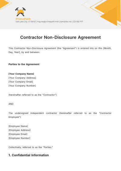 Free Contractor Non-Disclosure Agreement Template to Edit Online