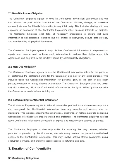 Free Contractor Non-Disclosure Agreement Template to Edit Online