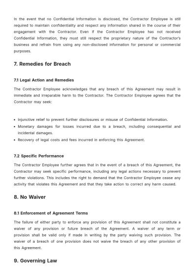 Free Contractor Non-Disclosure Agreement Template to Edit Online