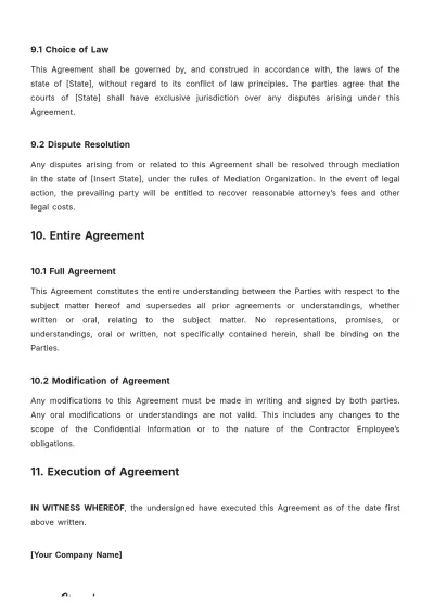 Free Contractor Non-Disclosure Agreement Template to Edit Online