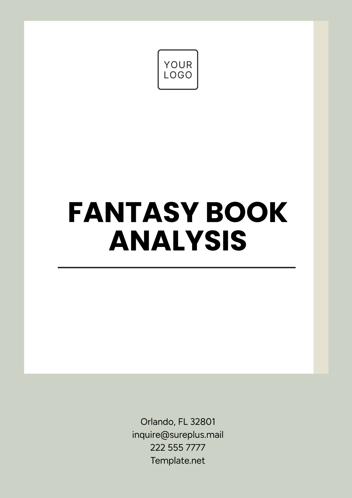 Free Fantasy Book Analysis Template