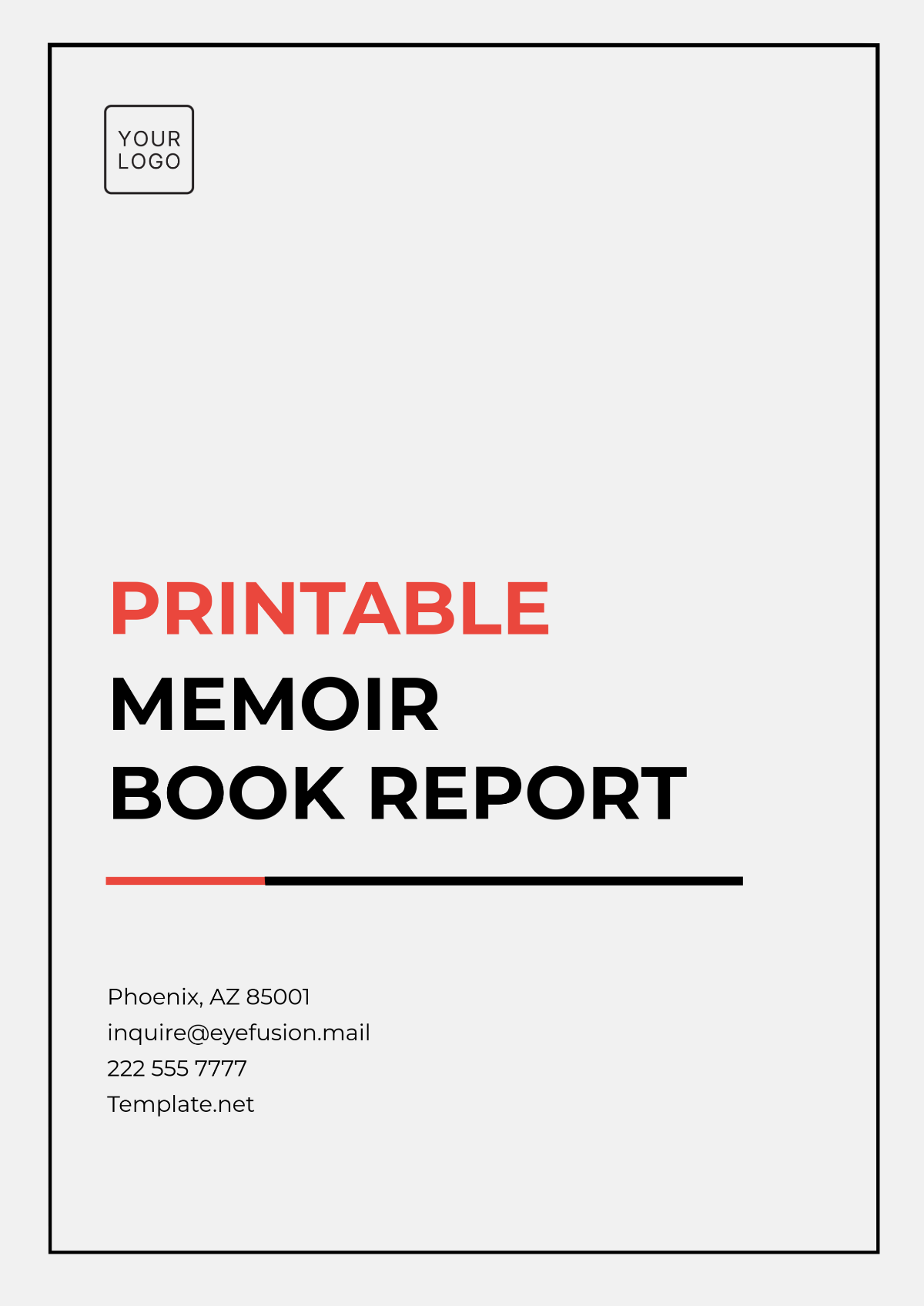 Free Printable Memoir Book Report Template