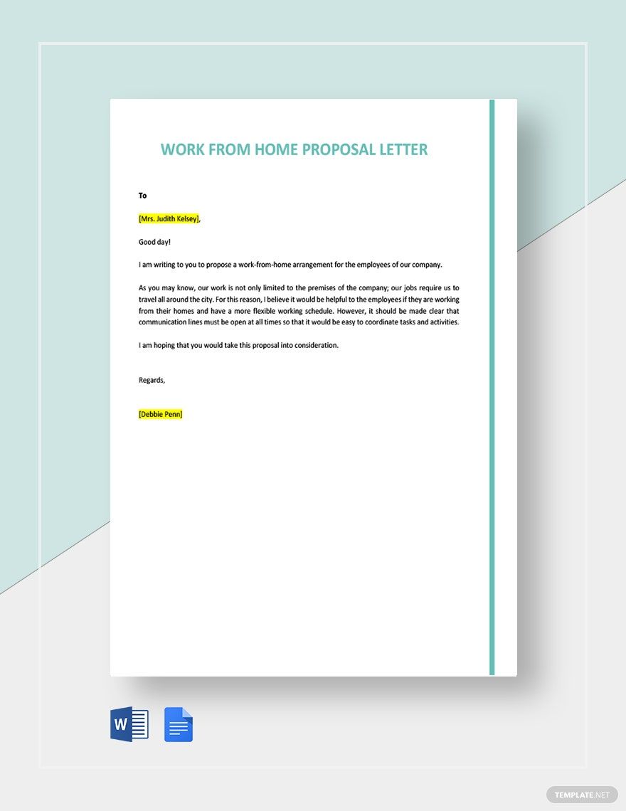 Free Work From Home Proposal Letter Template