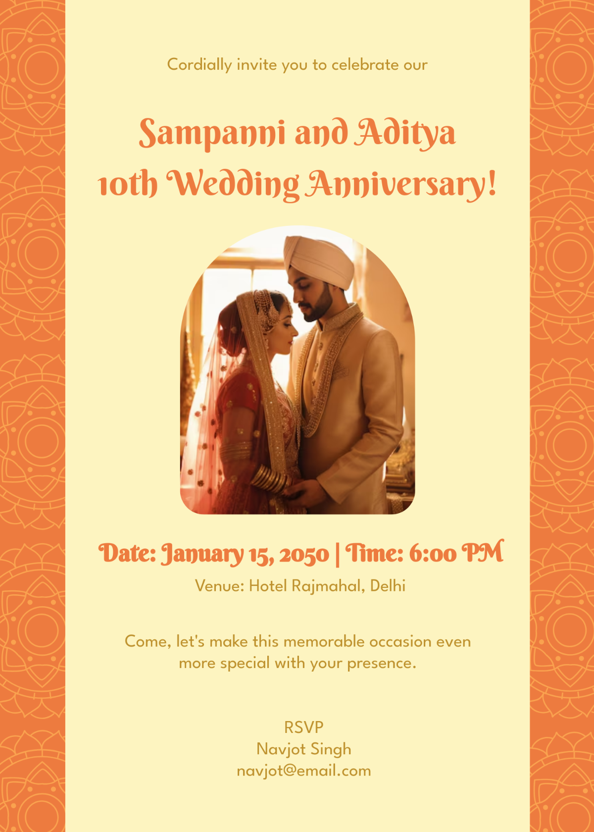 Free Hindi Anniversary Invitation Template