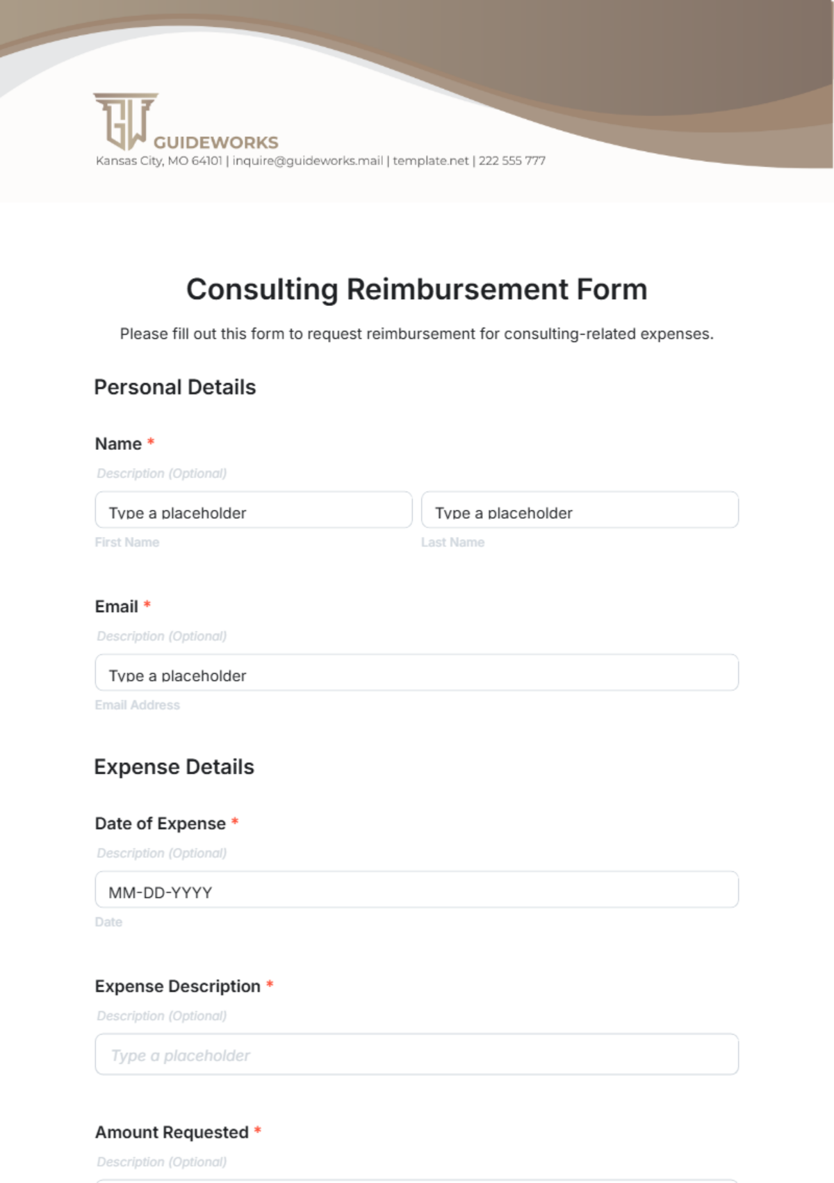 Free Consulting Reimbursement Form Template