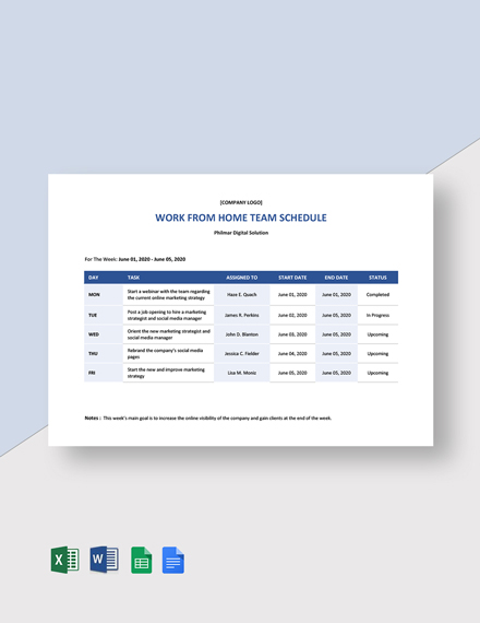 Hourly Schedule Template - Word (DOC) | Excel | Google Docs | Apple