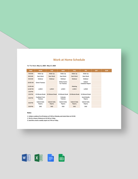 FREE Work From Home Excel - Template Download | Template.net