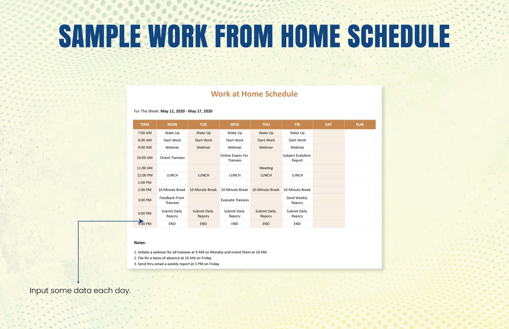 Work at Home Schedule Template