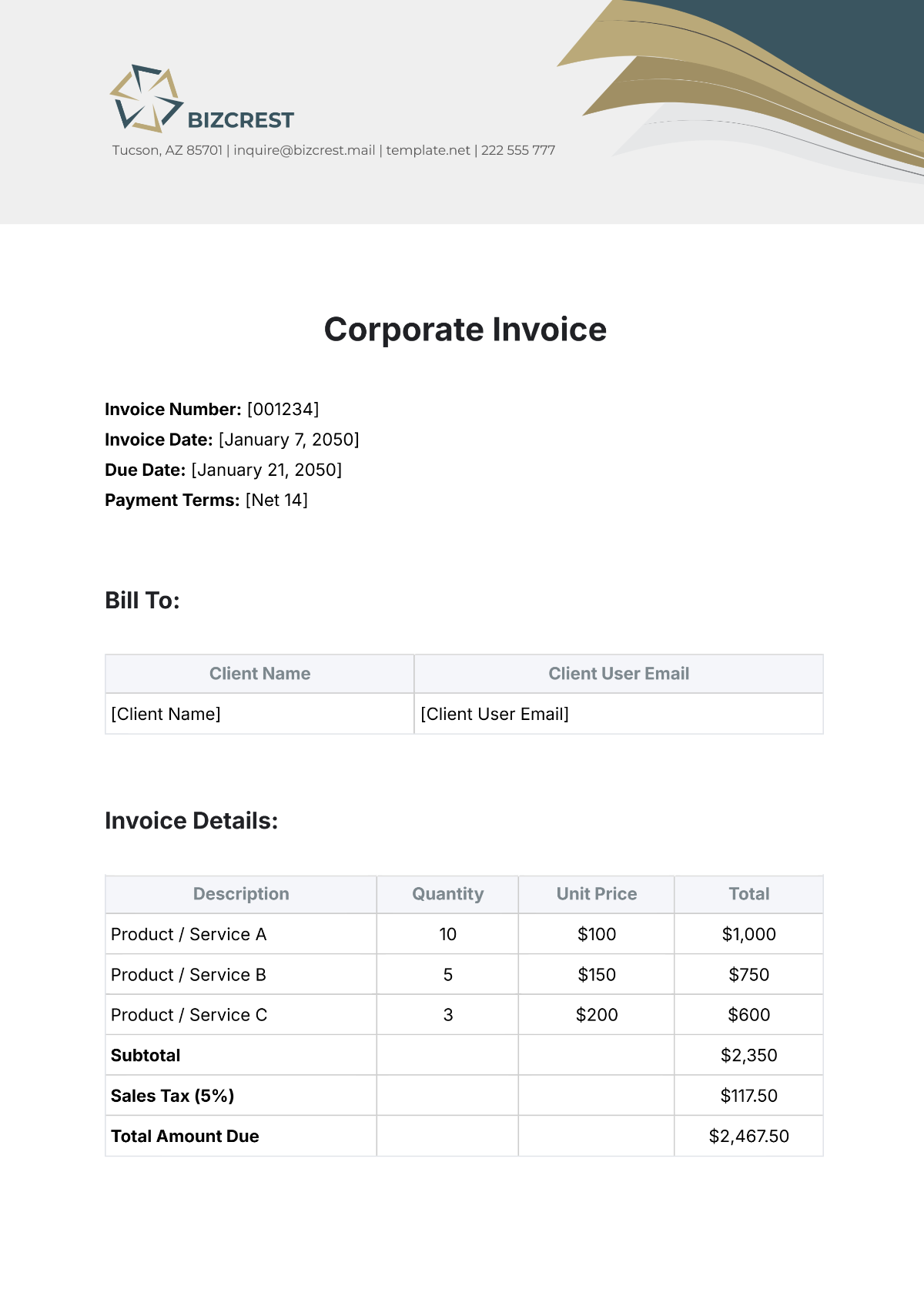 Free Corporate Invoice Template