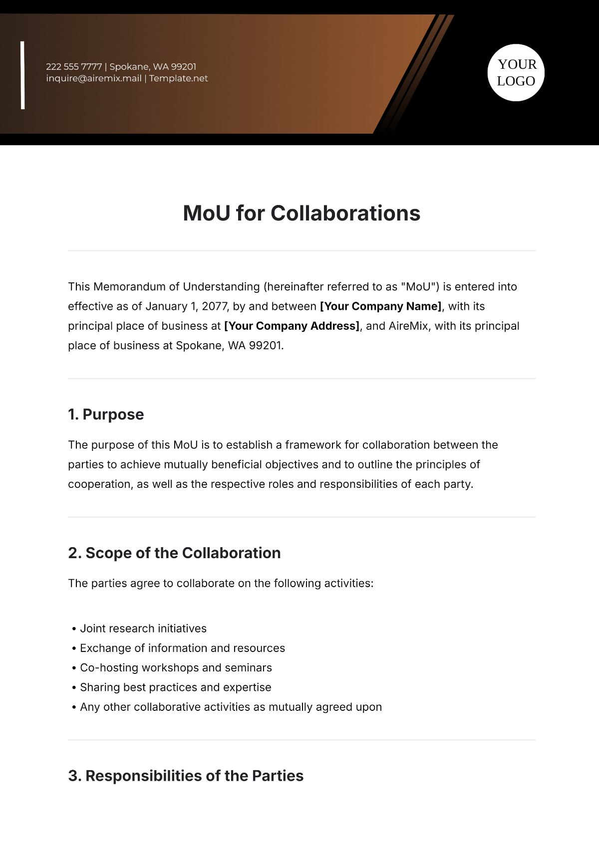 Free MoU Template for Collaborations