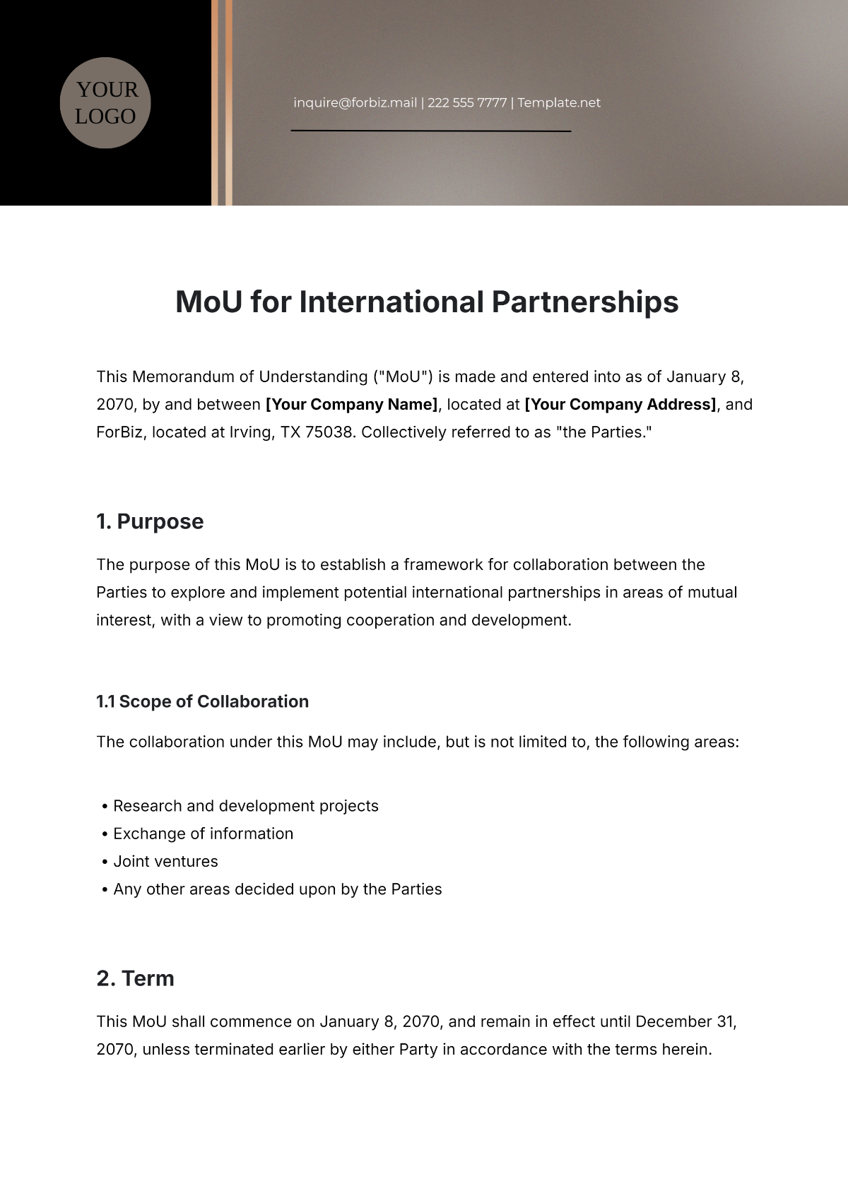 Free MoU Template for International Partnerships