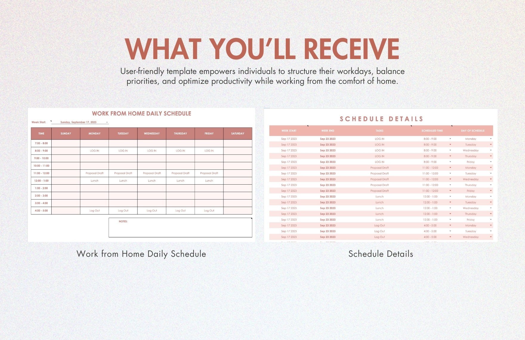 Work From Home Daily Schedule Template