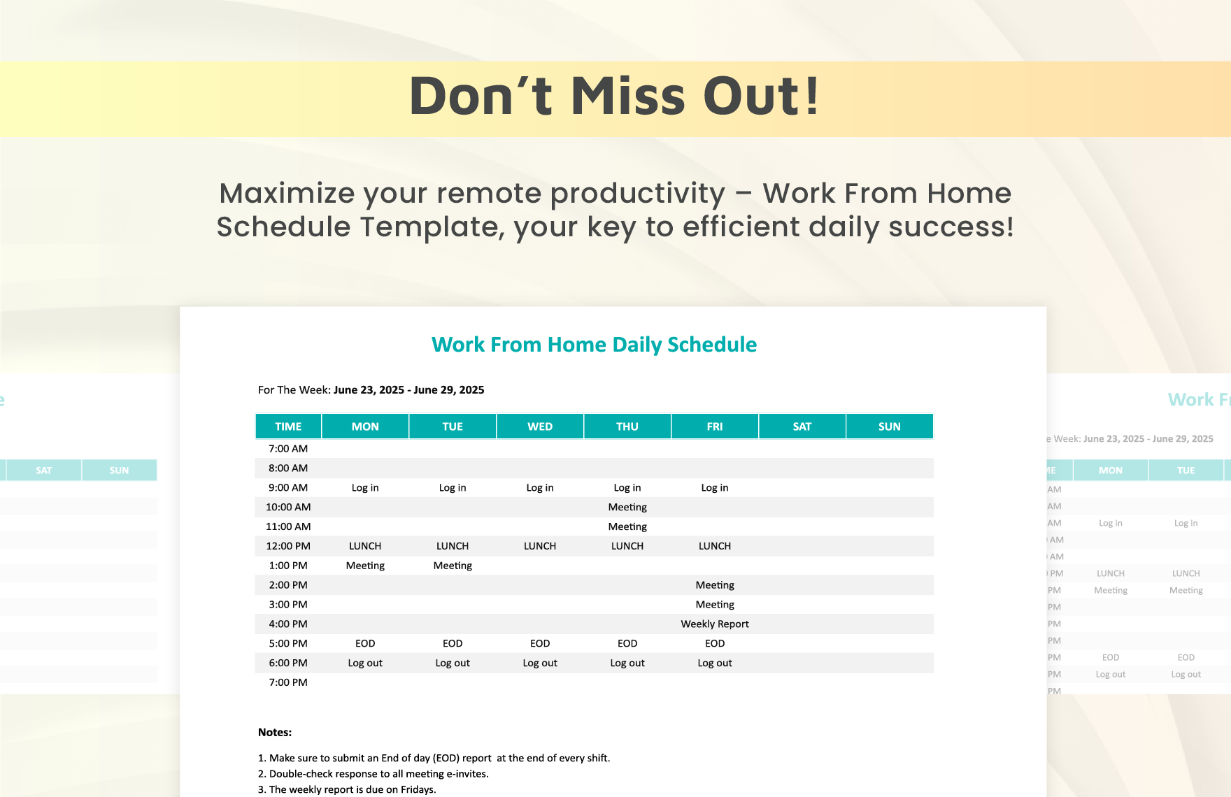 Work From Home Schedule Template