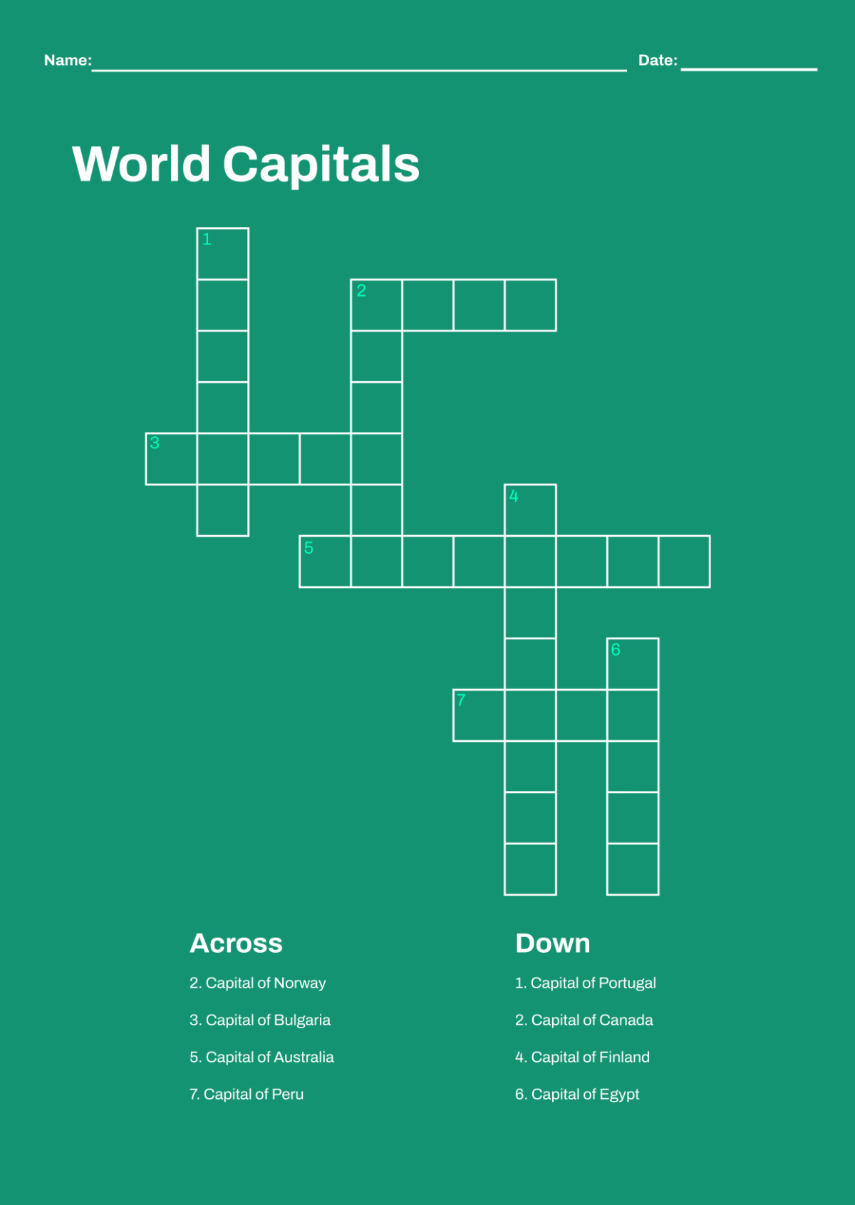 Free Blank Mini Crossword Template