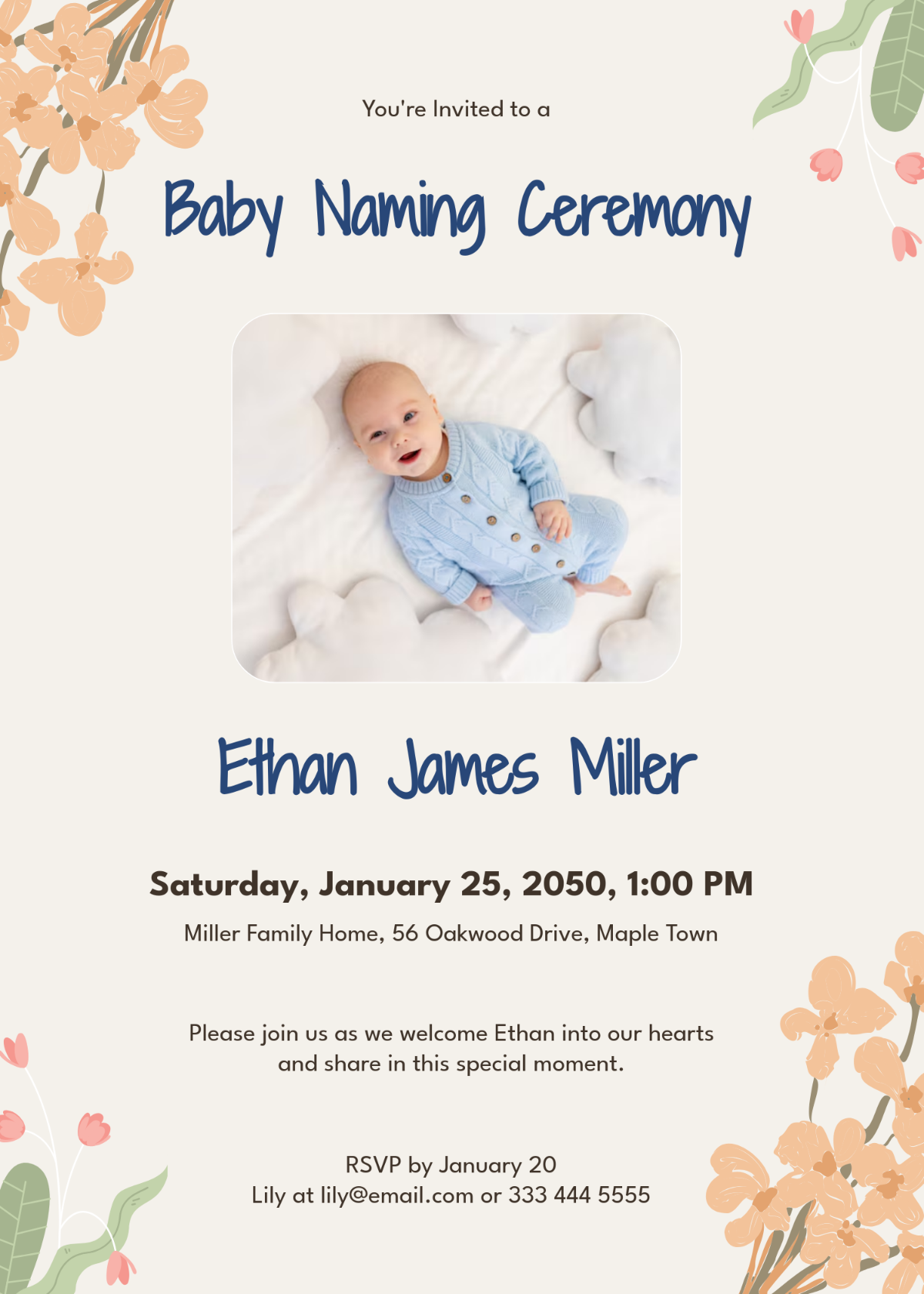 Free Baby Naming Ceremony Invitation Template