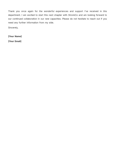 Free Two Weeks Notice Letter for Internal Transfer Template to Edit Online