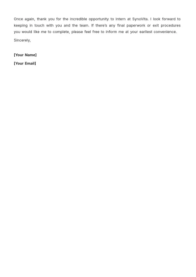Free Two Weeks Notice Letter for Internship Completion Template to Edit Online