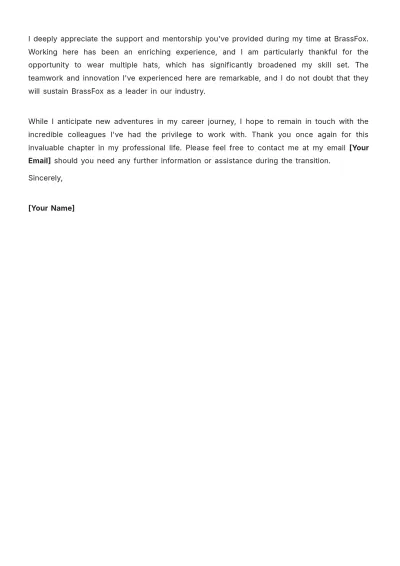 Free Employees Exiting Dual Roles Two Weeks Notice Letter Template to Edit Online