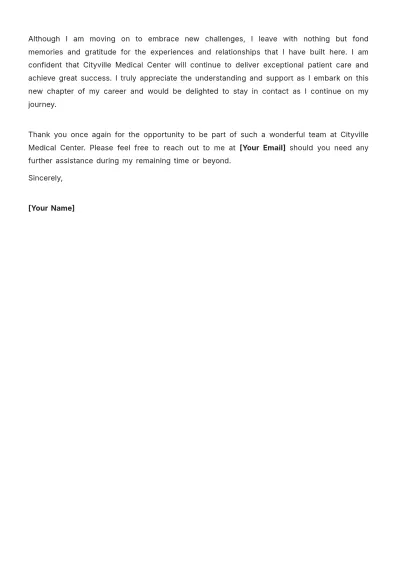 Free Two Weeks Notice Letter  for Healthcare Professional Template to Edit Online