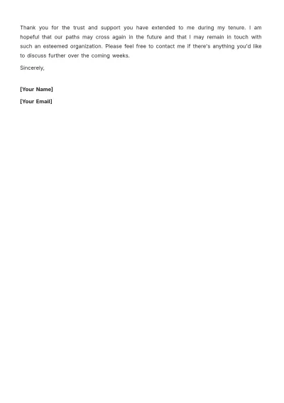 Free Contractor Two Weeks Notice Letter Template to Edit Online
