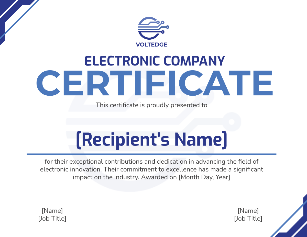 Free Electronic Company Certificate Template